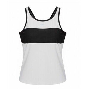 NEW Nike Women's Solid Splice High Neck Tankini TOP Sz MEDIUM White Black Sporty